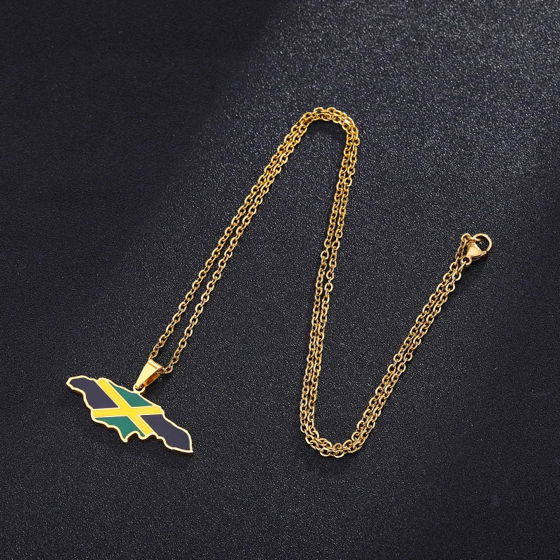 Jamaica Map Pendant Necklace