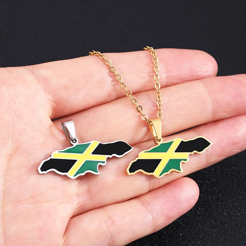 Jamaica Map Pendant Necklace