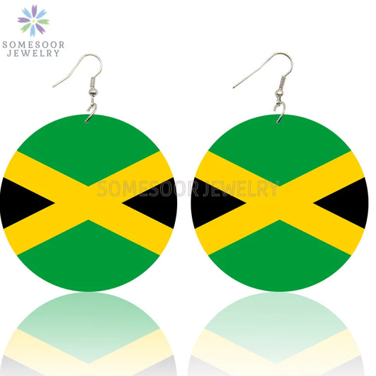 Jamaica Flag Round Earrings