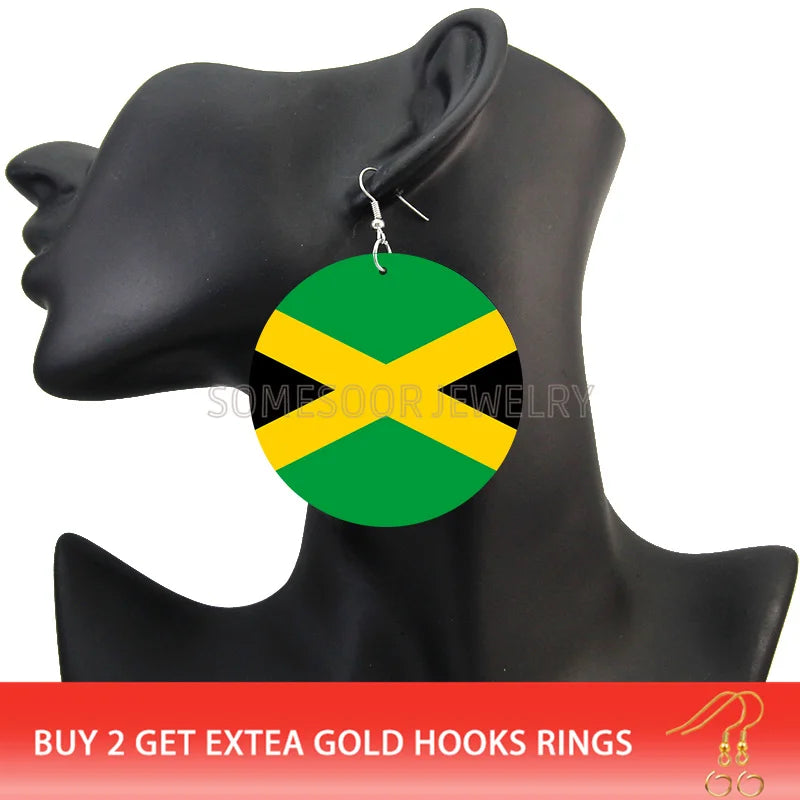 Jamaica Flag Round Earrings