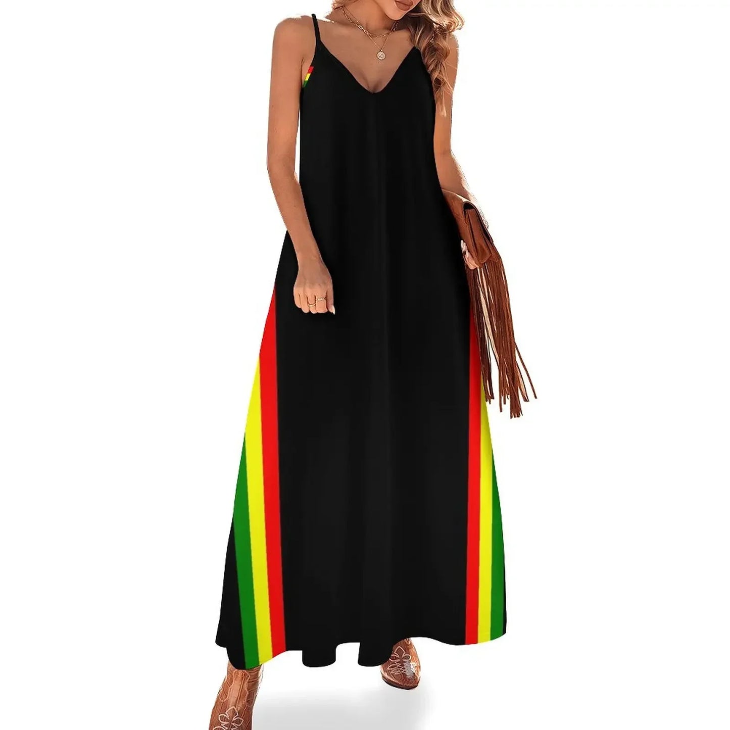 Rasta Stripe Spaghetti Dress