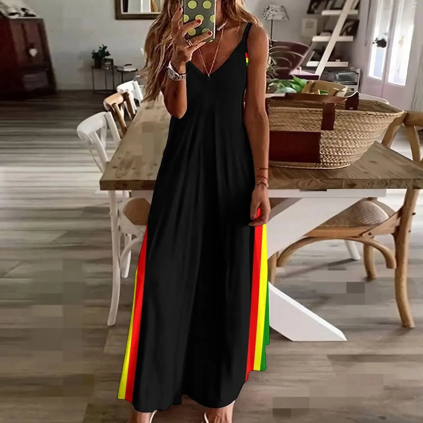 Rasta Stripe Spaghetti Dress