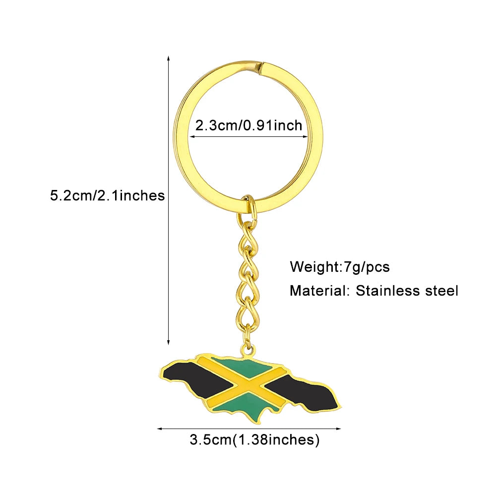 Jamaica Map Flag Keychain