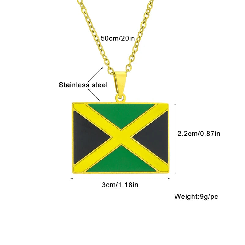 Jamaica Flag Pendant Necklace