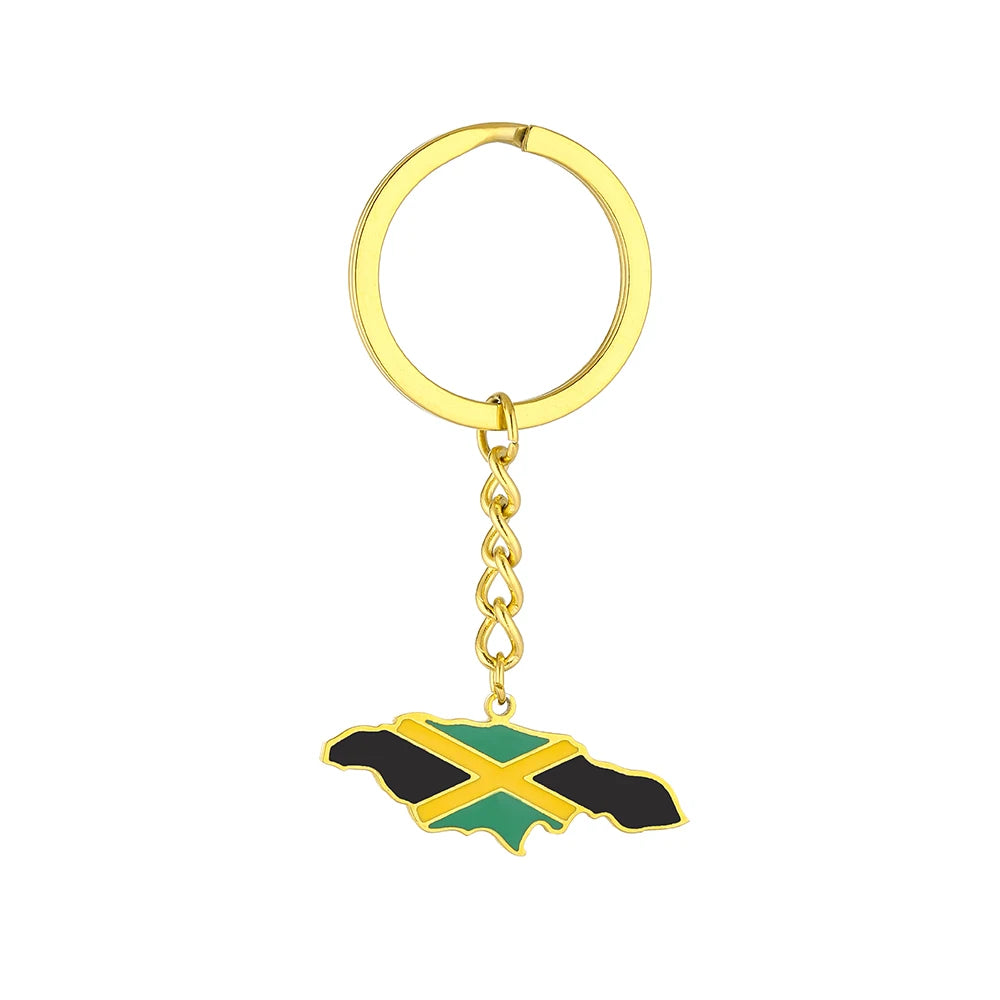 Jamaica Map Flag Keychain