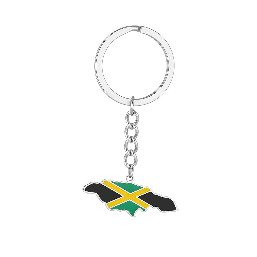 Jamaica Map Flag Keychain