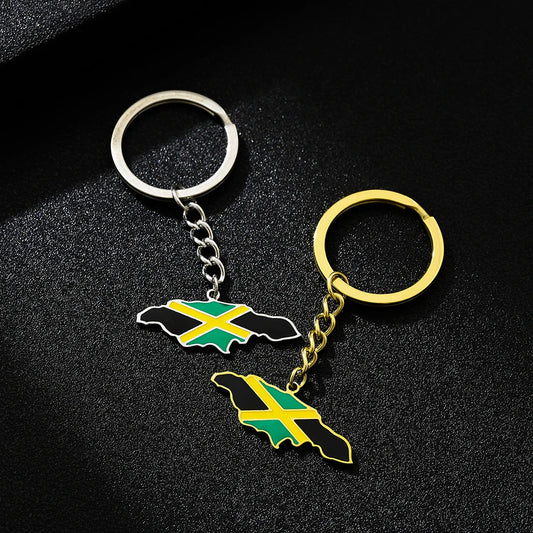 Jamaica Map Flag Keychain